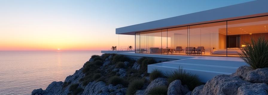 Vista esterna di una casa sostenibile a Ponza